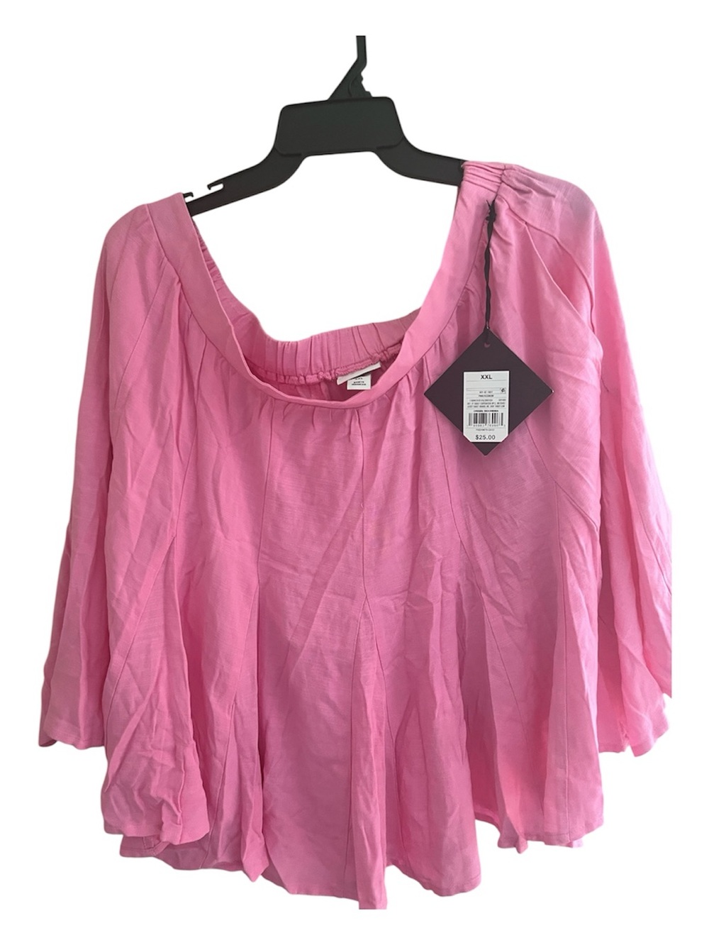 Ava & Viv Pink Flowy Peasant Blouse